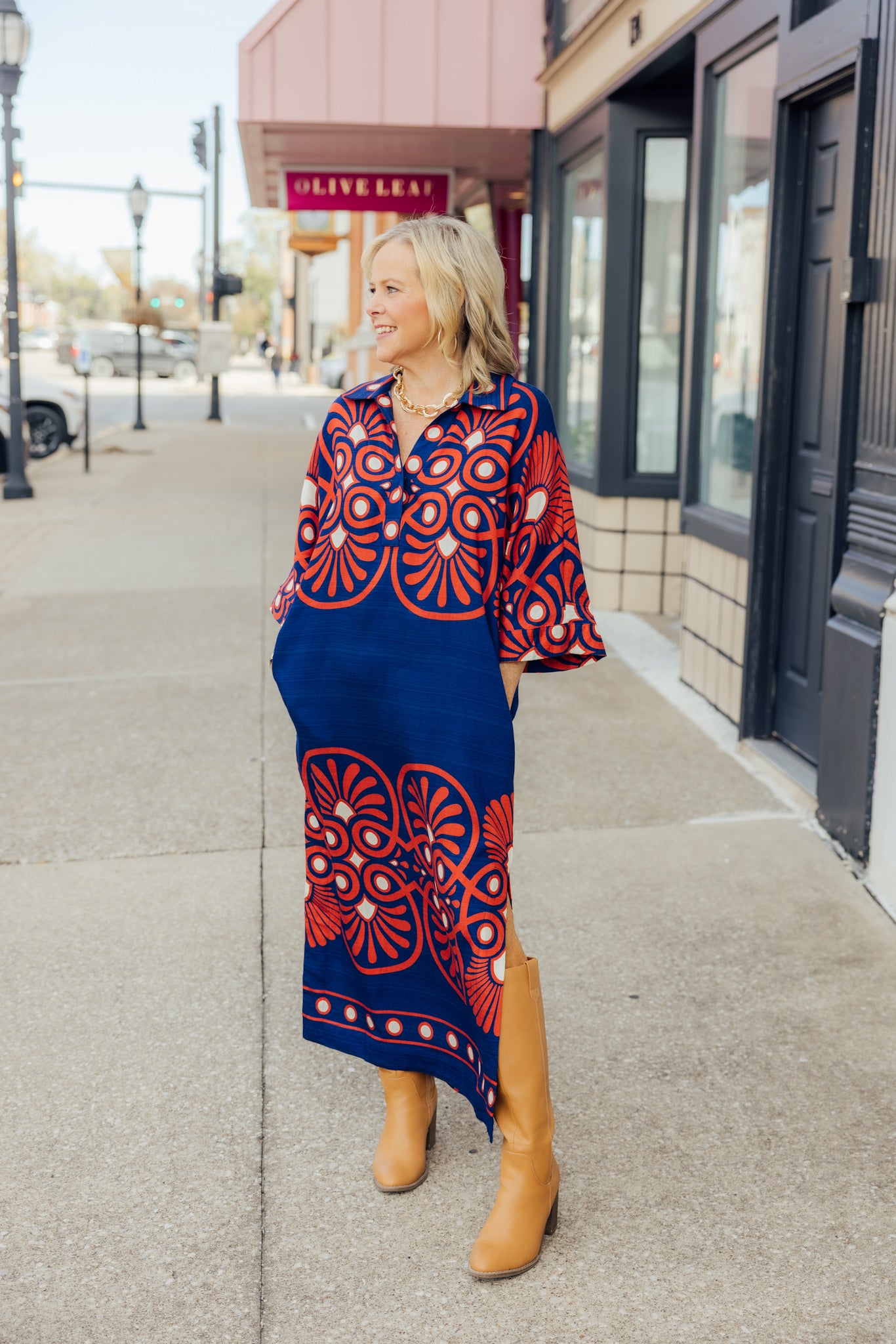 Navy Fall Midi Dress